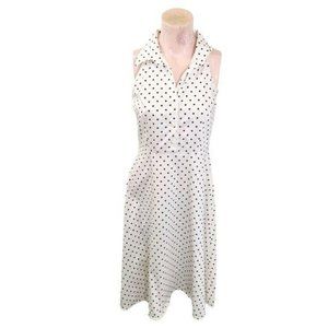 Vintage DBY 1980s Women’s Polka Dot Sleeveless Collared Midi Dress Size 6